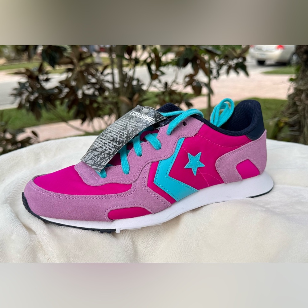 CONVERSE WOMENS THUNDERBOLT OX TRAINERS - FUCHSIA/CYAN/WHITE  - SIZE 6.5